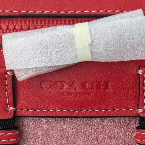 COACH Micro Track Bag Charm Key Fob Gunmetal Miami Red Carabiner Clip C9981 - Picture 7 of 10